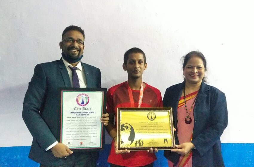  Young Martial Artist Anurag Rajesh Varma Sets New Record with 32 Platform Jumps in 30 Seconds