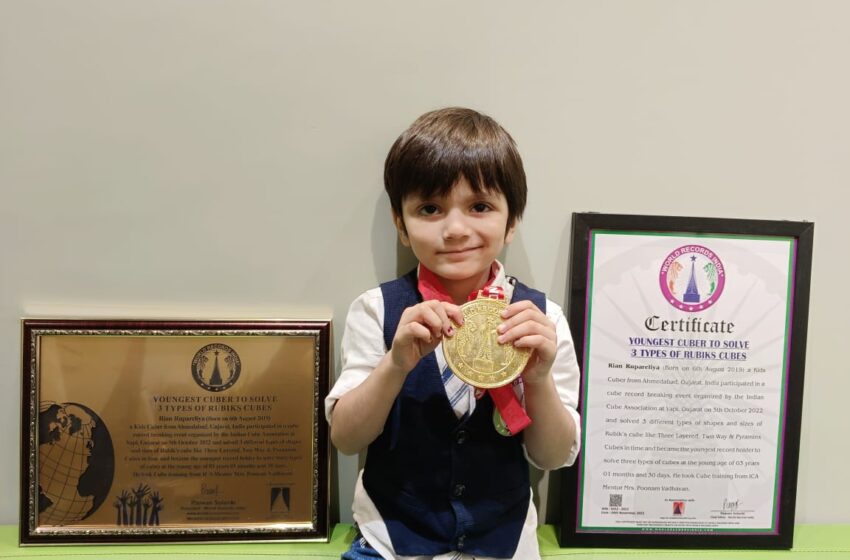  Rian Rupareliya Becomes Youngest to Solve 3 Types of Rubik’s Cubes at Just 3 Years Old
