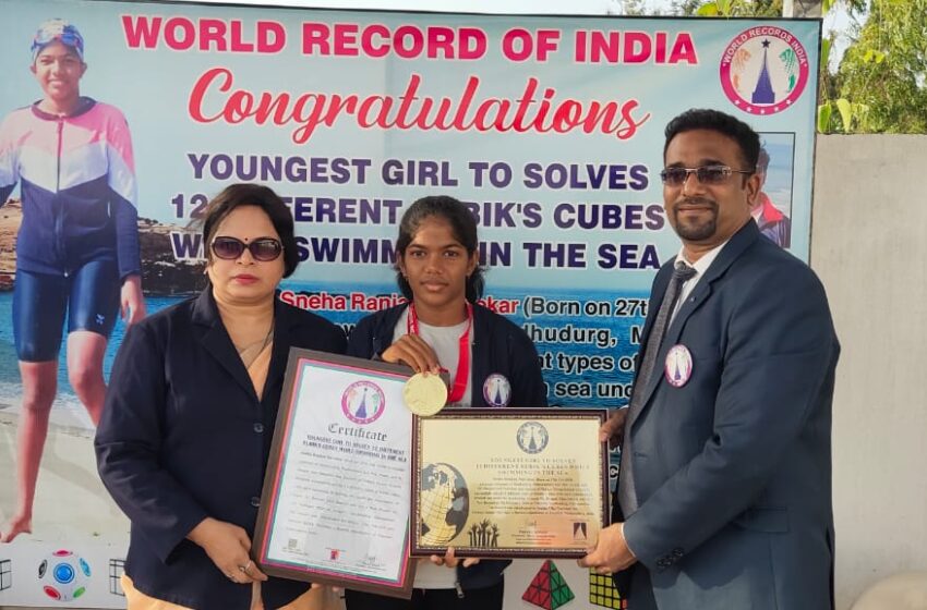  Youngest Girl to Solve 12 Different Rubik’s Cubes While Swimming in the Sea
