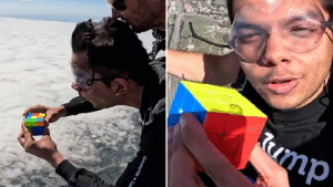 Ishaan Hadkar Sets World Record Solving Puzzle Cubes During His First-Ever Skydive