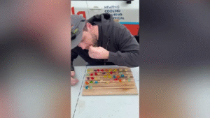 Matthew Powers Sets World Record by Eating 48 Gummy Bears with a Cocktail Stick in One Minute