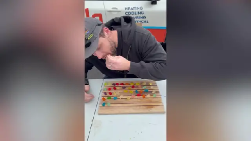  Matthew Powers Sets World Record by Eating 48 Gummy Bears with a Cocktail Stick in One Minute